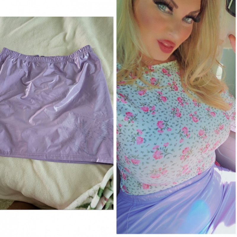 Purple Latexy Patent Skirt