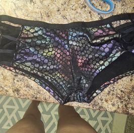 Iridescent Black with Rainbow Fishscale Boyshorts