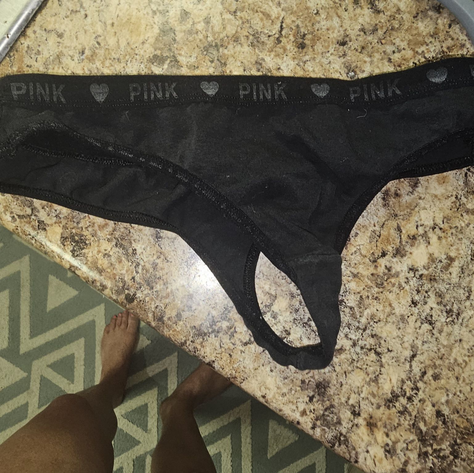 Black Low Rise Pink VS thong