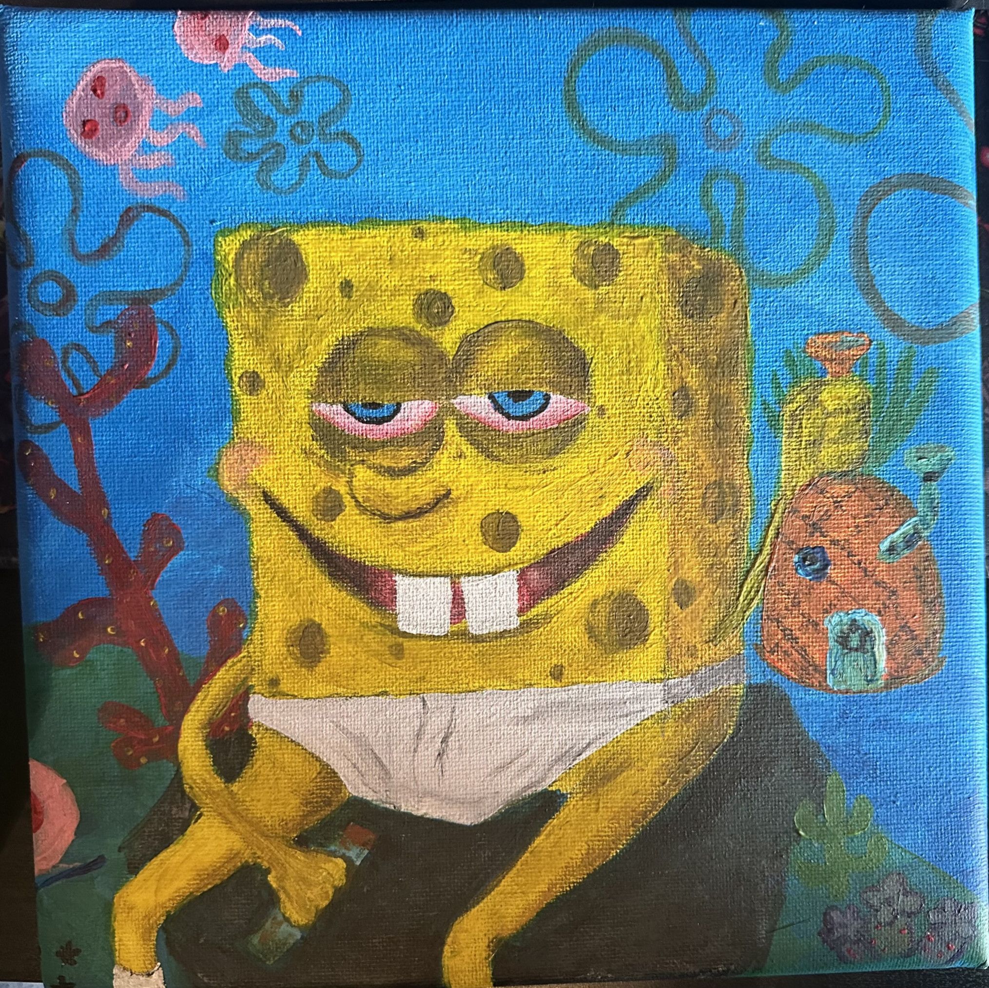 High Spongebob painting on canvas