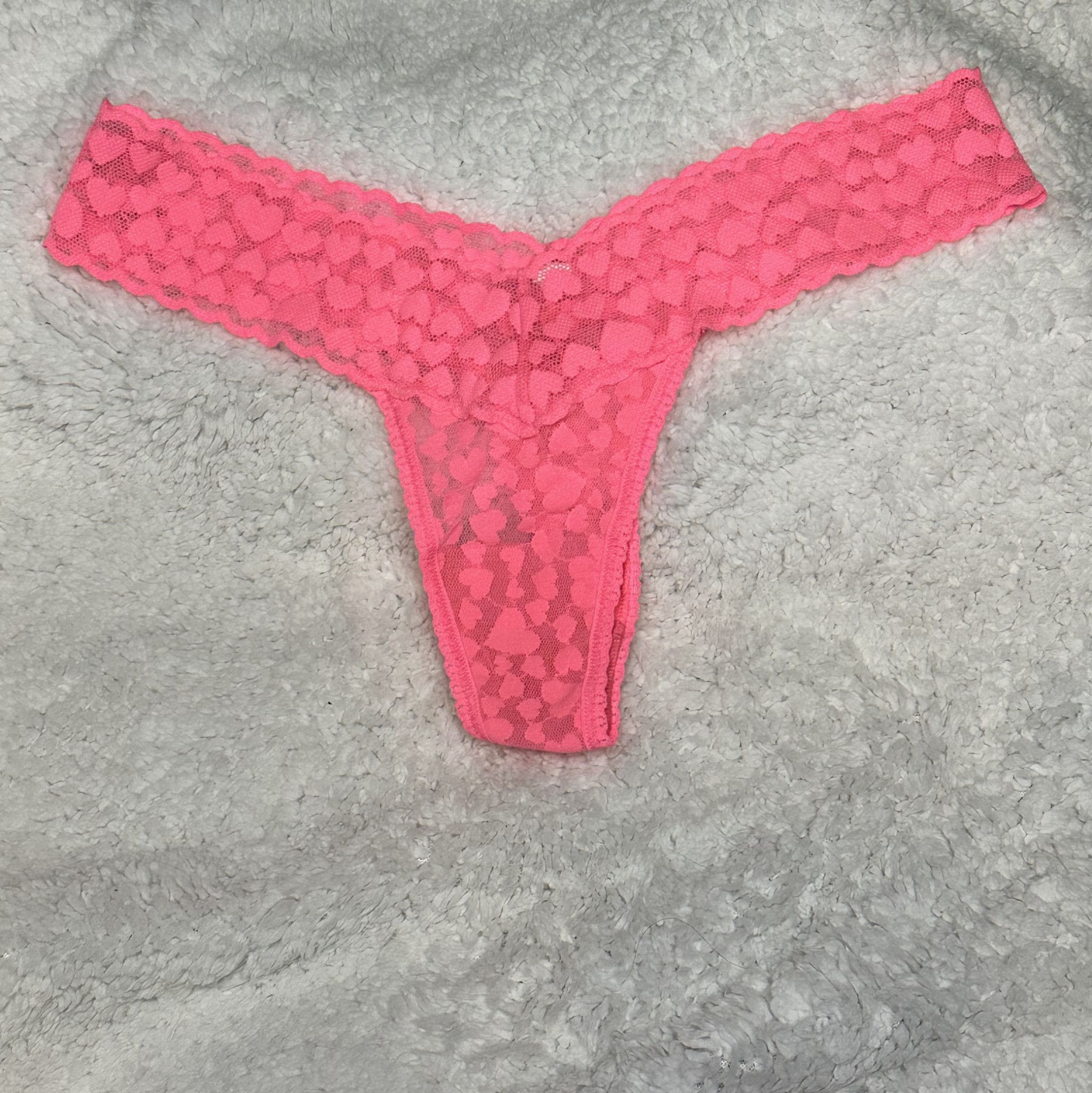 Worn Pink VS Heart Lace Thong