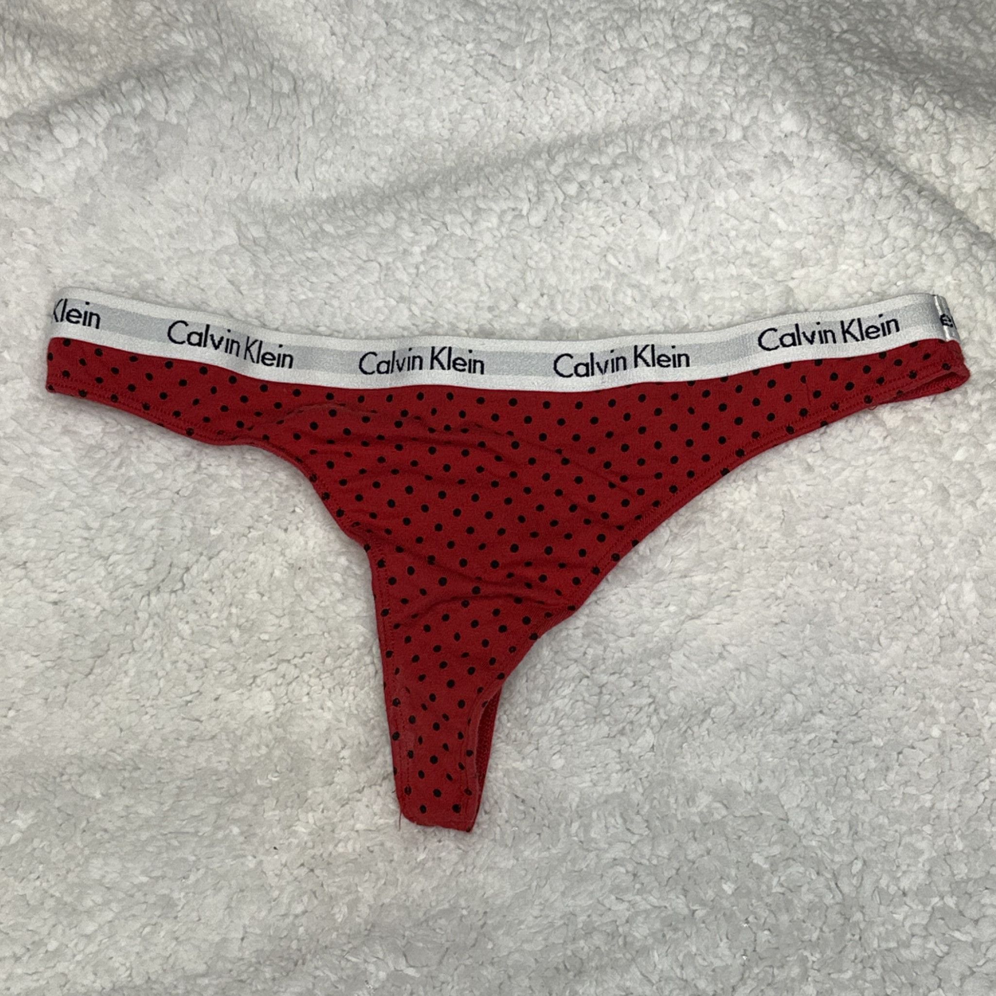 Worn CK Red  Black PolkaDot Thong