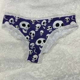 Worn Black and Purple Skull Panty