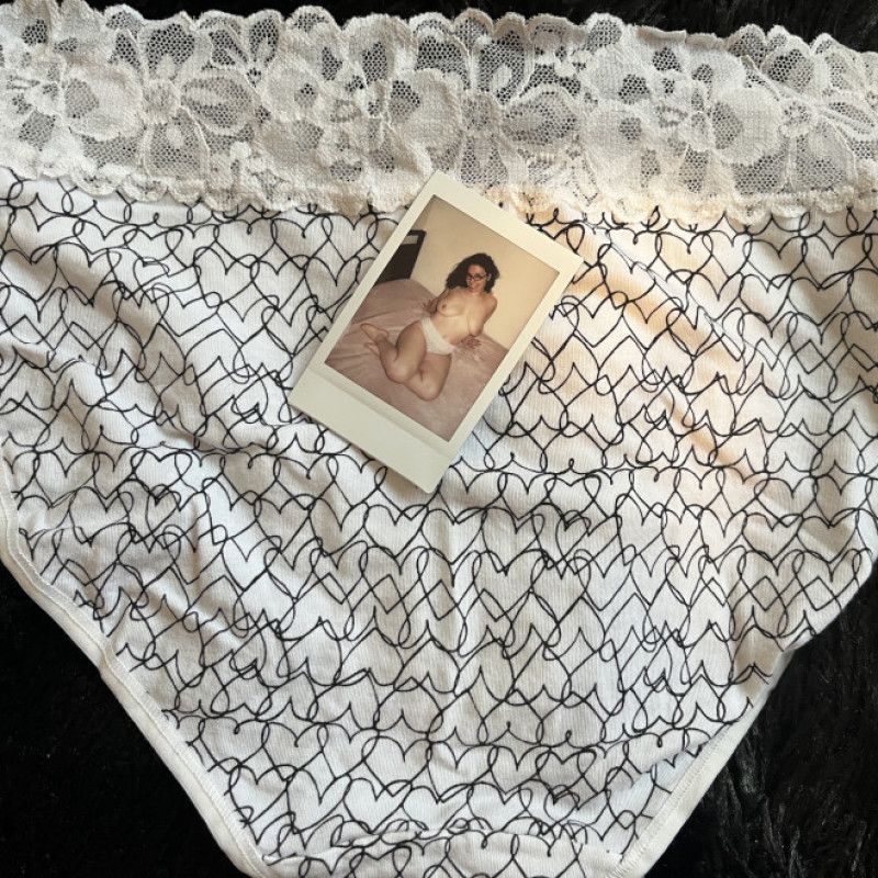 Black and White Heart Print Panties and Polaroid Print