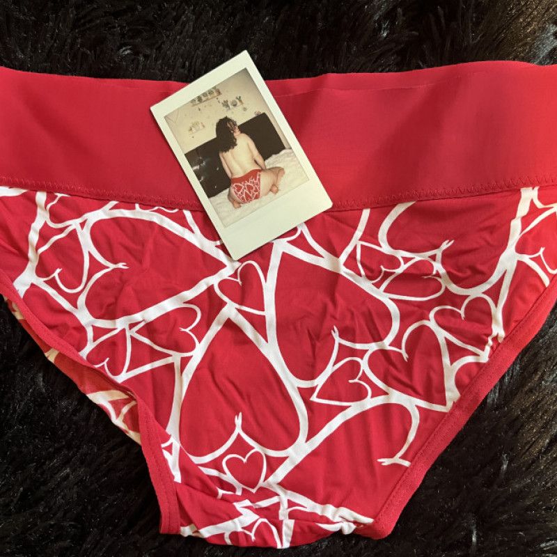 Silky Red Heart Panties and Polaroid Photo