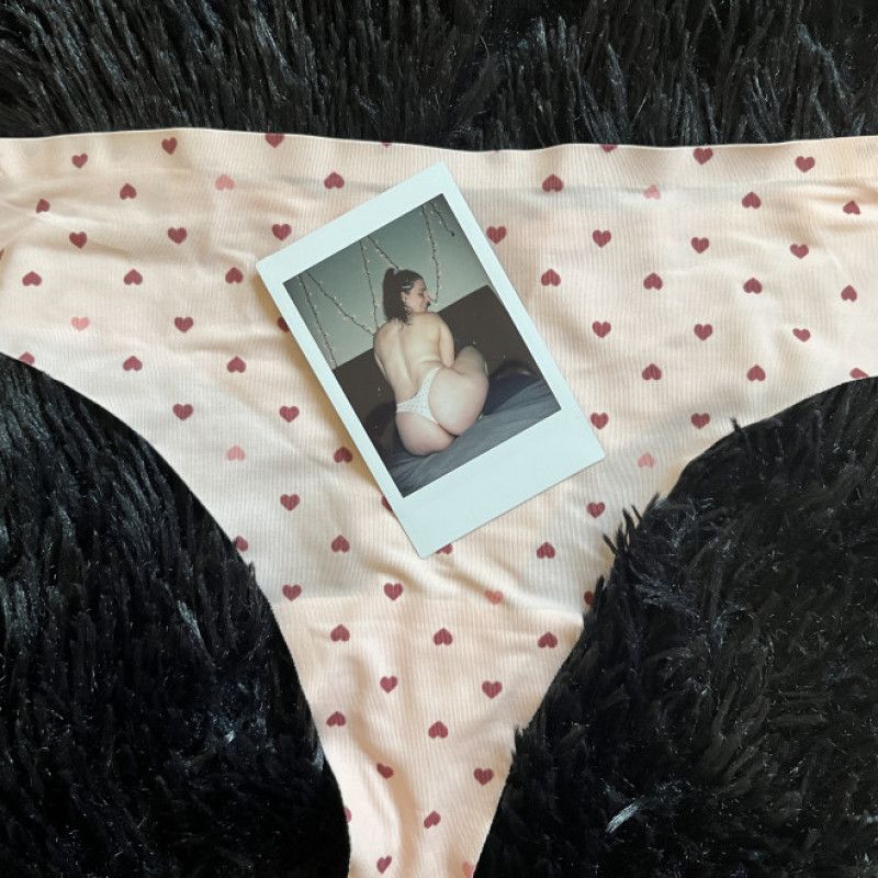 Silky Pink Heart Thong and Polaroid Photo