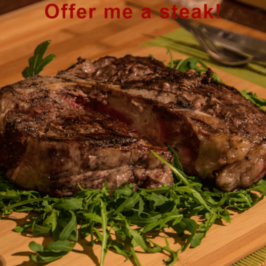 Offer me a steak!