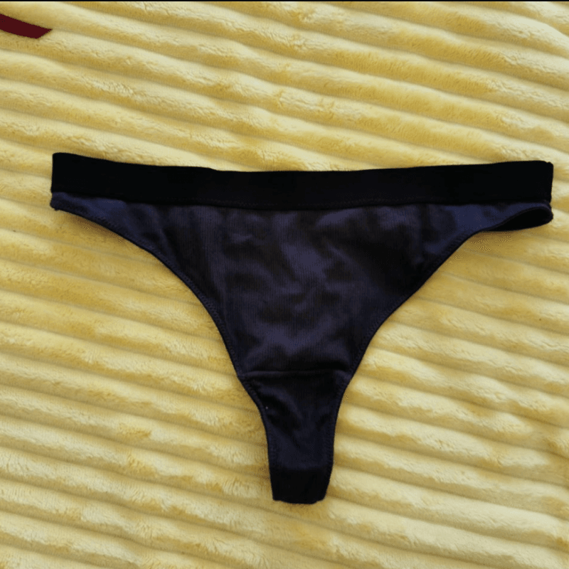 Black and deep grey cotton thong