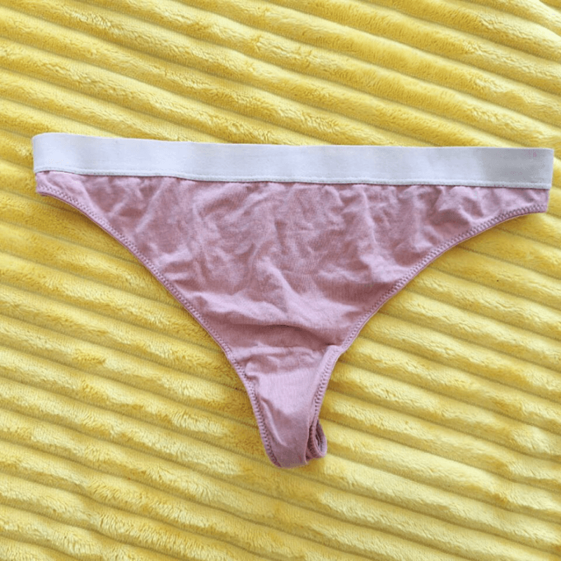 Pink cotton thong