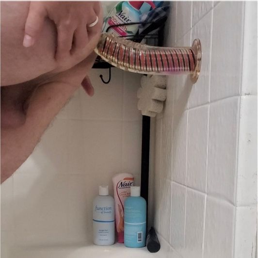 Husband Fucking A Huge Dildo In Shower
