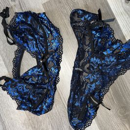 Blue and Black Lace Lingerie