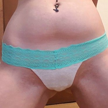 Grey w Green Lace Thong Panties