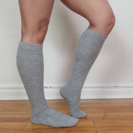 Grey Sparkly Cable Knit Socks