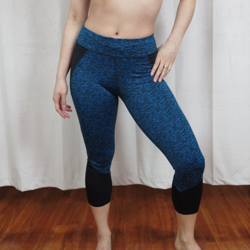 Blue and Black Cropped Workout Leggings