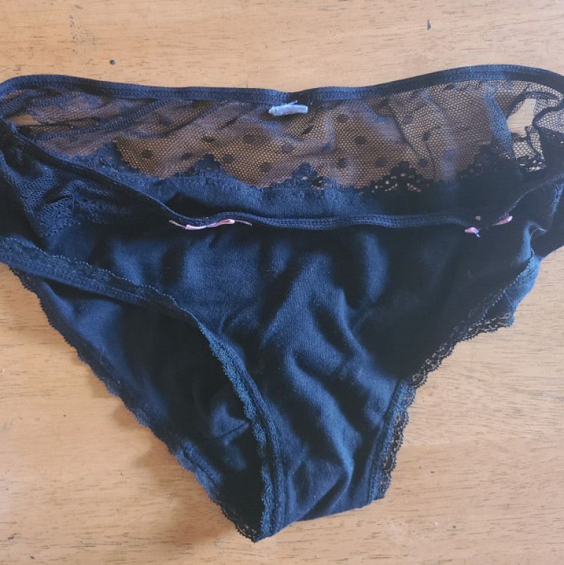 Torn Black Lacy Soiled Panties