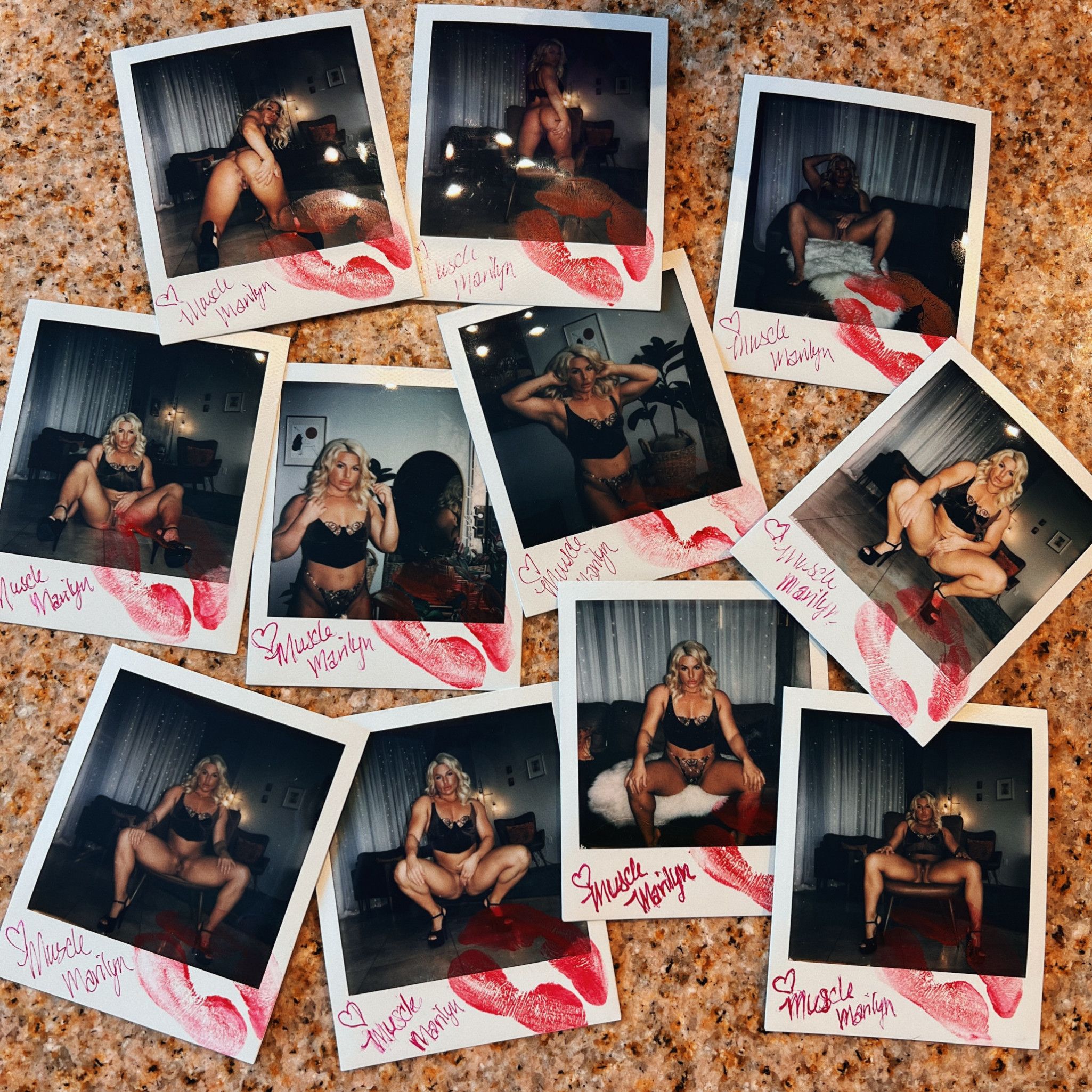 Signed and Kissed Muscle Marilyn Polaroids