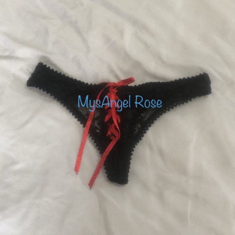 Black with Red String Lace Panty