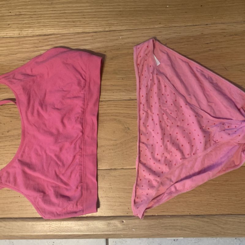 Pink crop top bra and pantie set