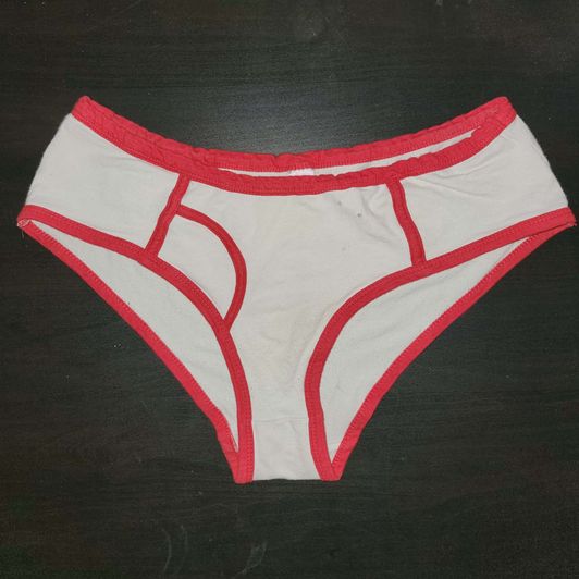 Red and White Heavily worn panties