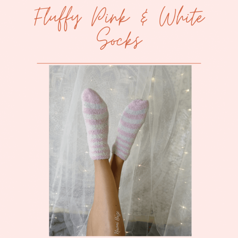 Fluffy White and Pink Striped Socks