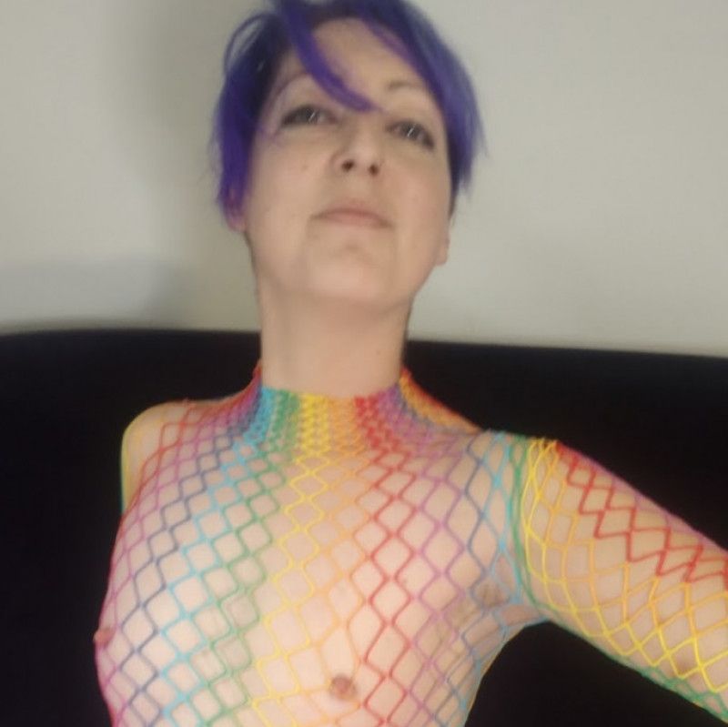 Rainbow Body Stocking And Wet Pussy Show