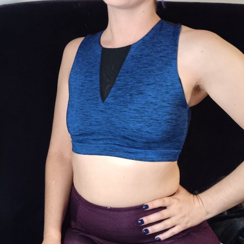 blue workout crop just for you