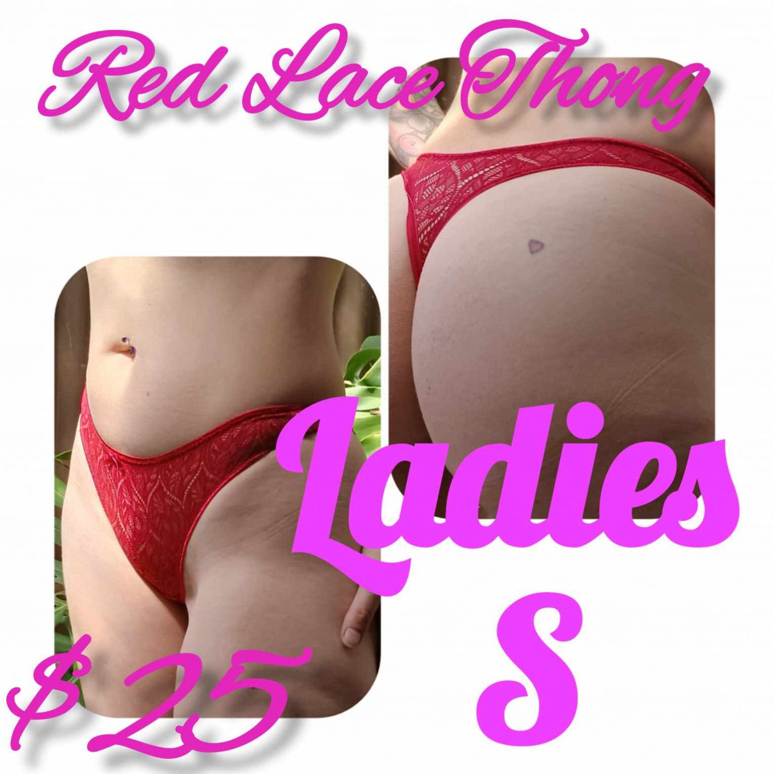 Red Lace Thong that compliments any hips S