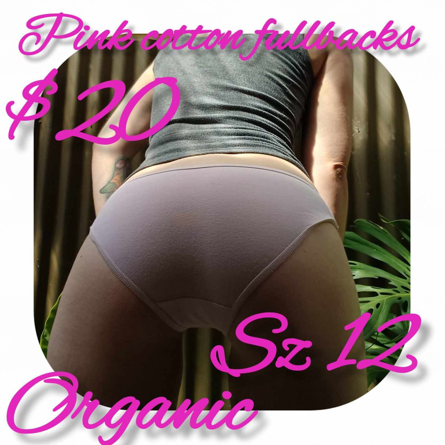 Pastel pink cotton fullbacks organic Sz 12