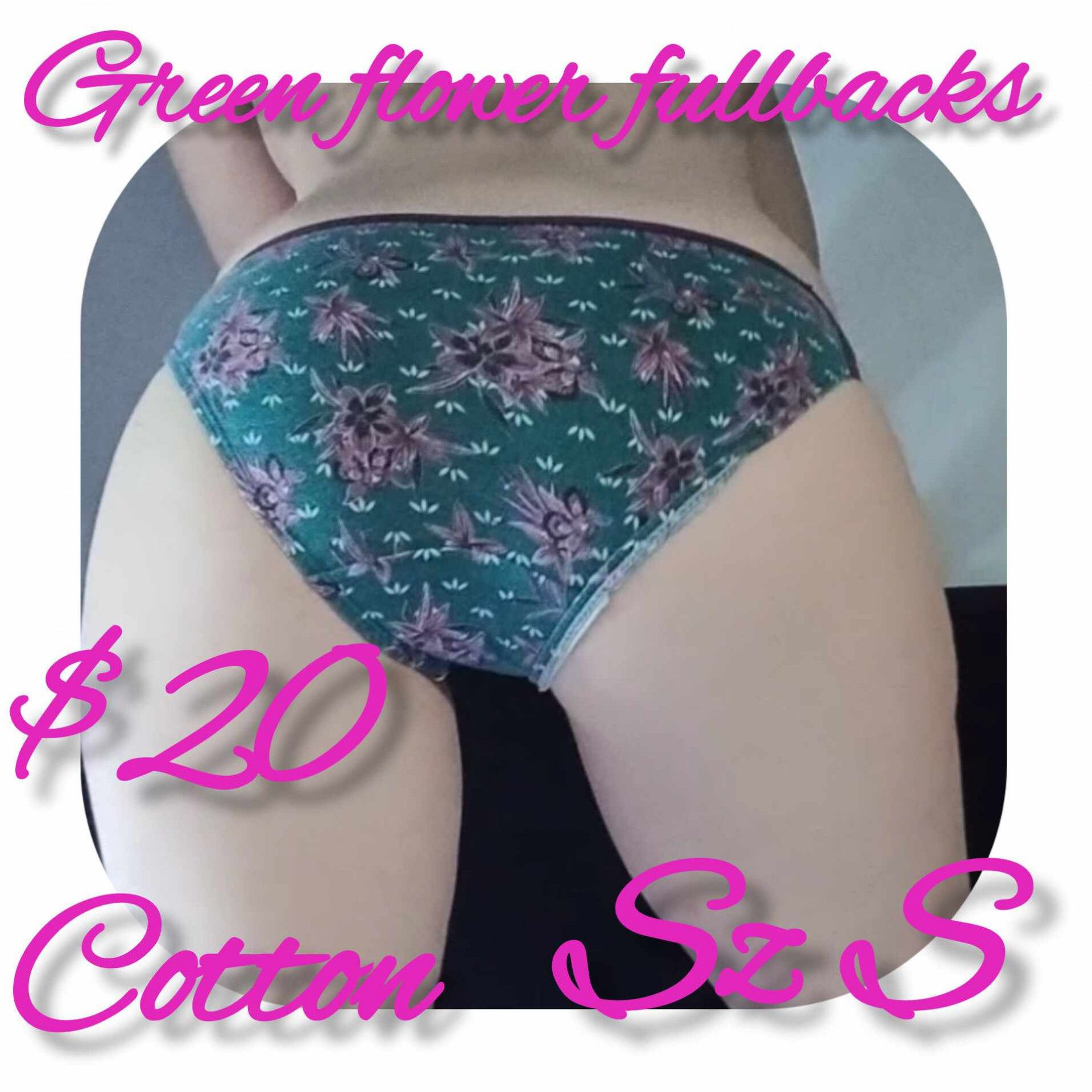 Green with flowers cotton fullbacks Sz S