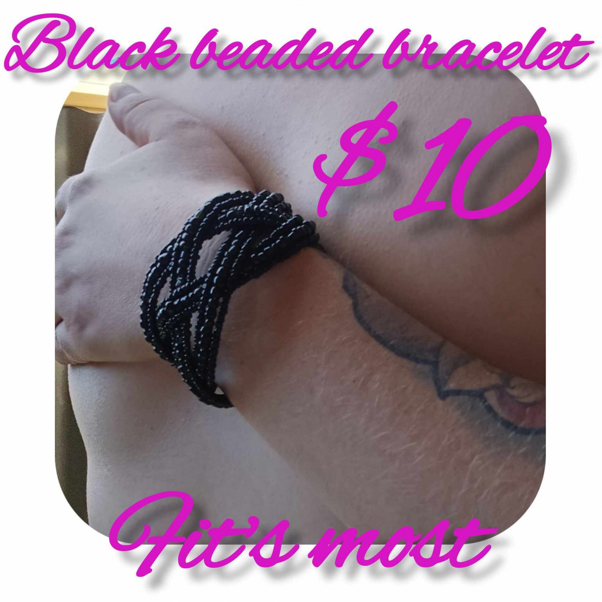 black beaded bracelet one size fits most