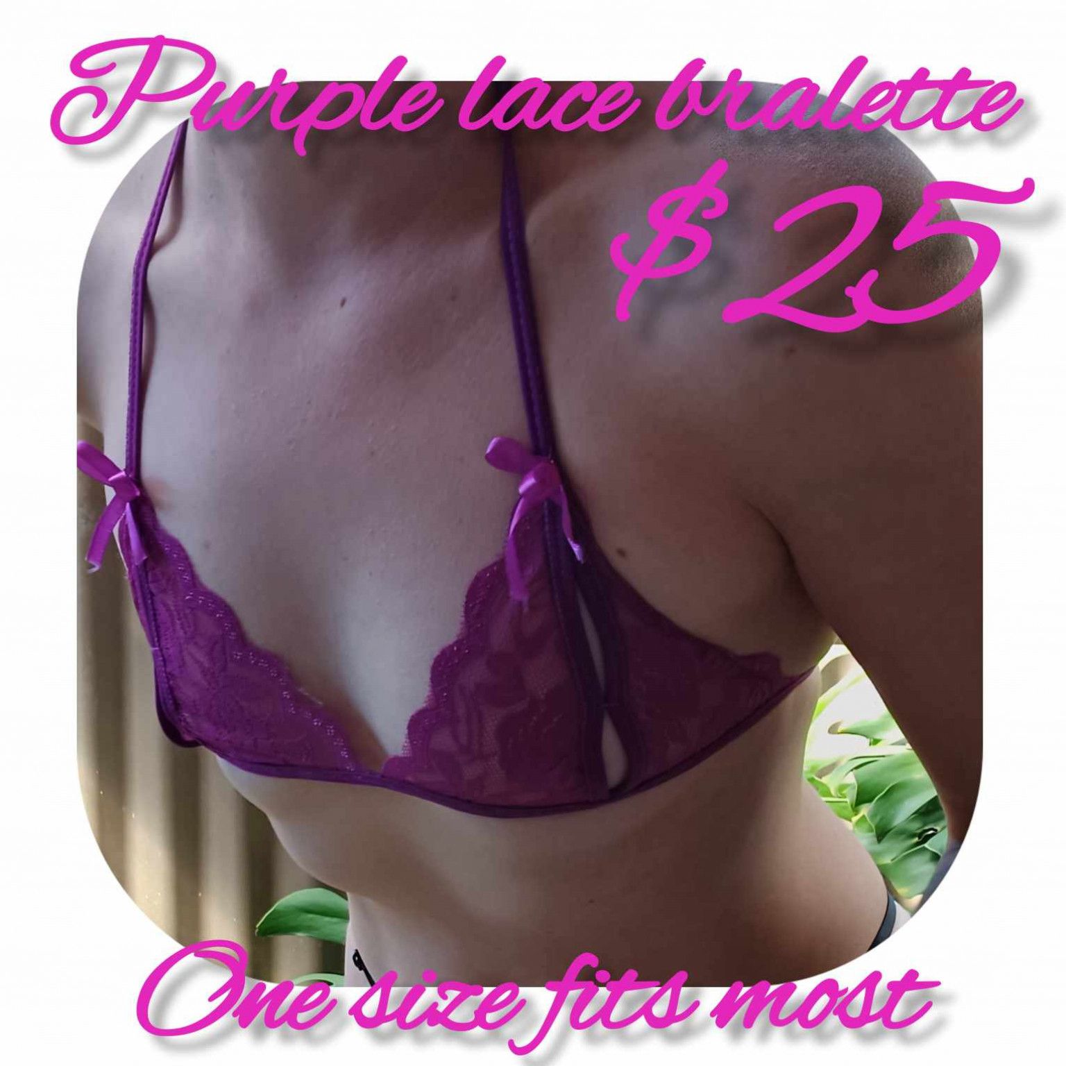 purple lace bralette open nipples one size fits most