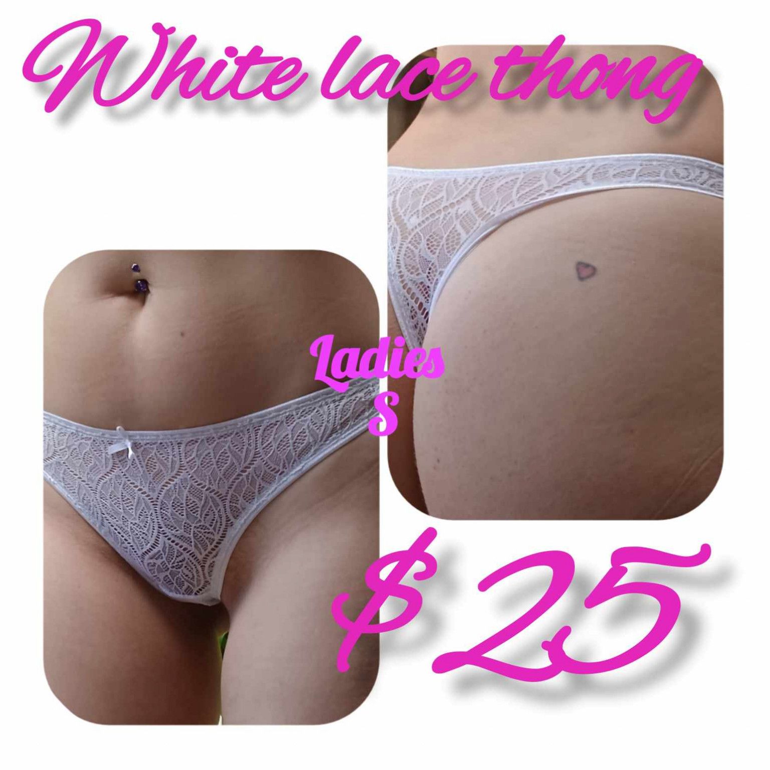 white lace hip hugging thong S