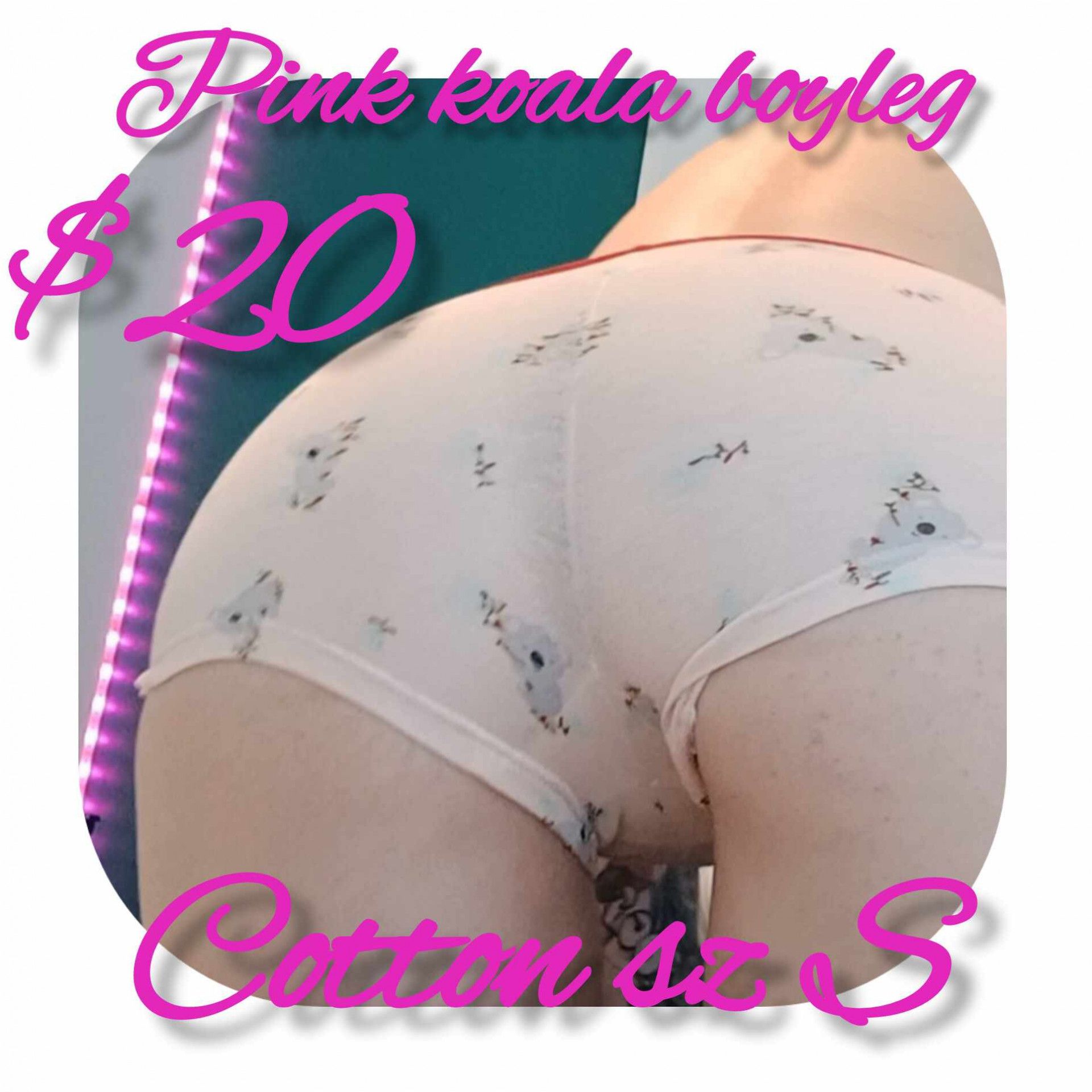 Pink cotton boyleg koala panties S