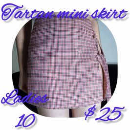 Pink tartan mini skirt 10