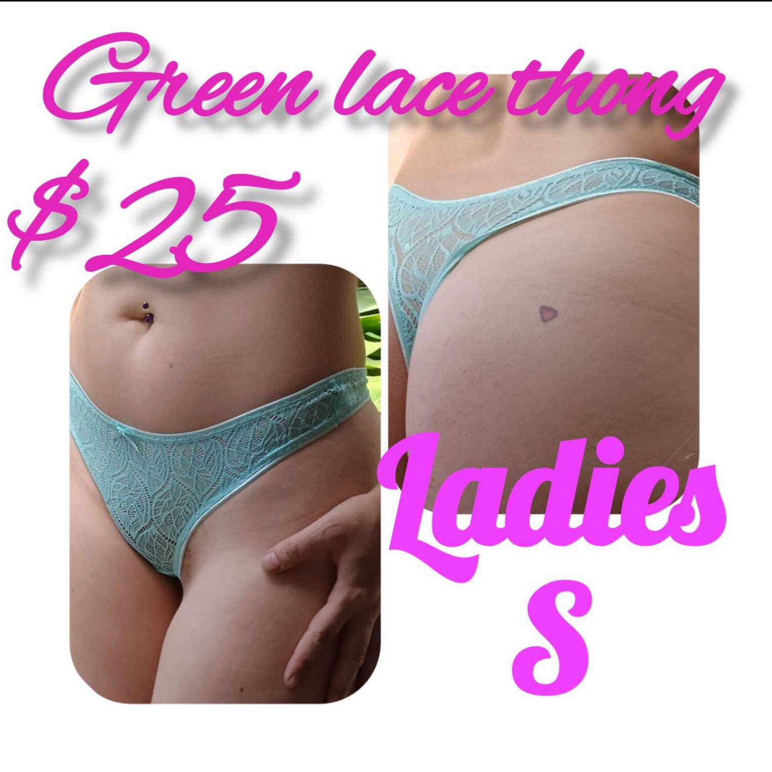 Green Lace thong S