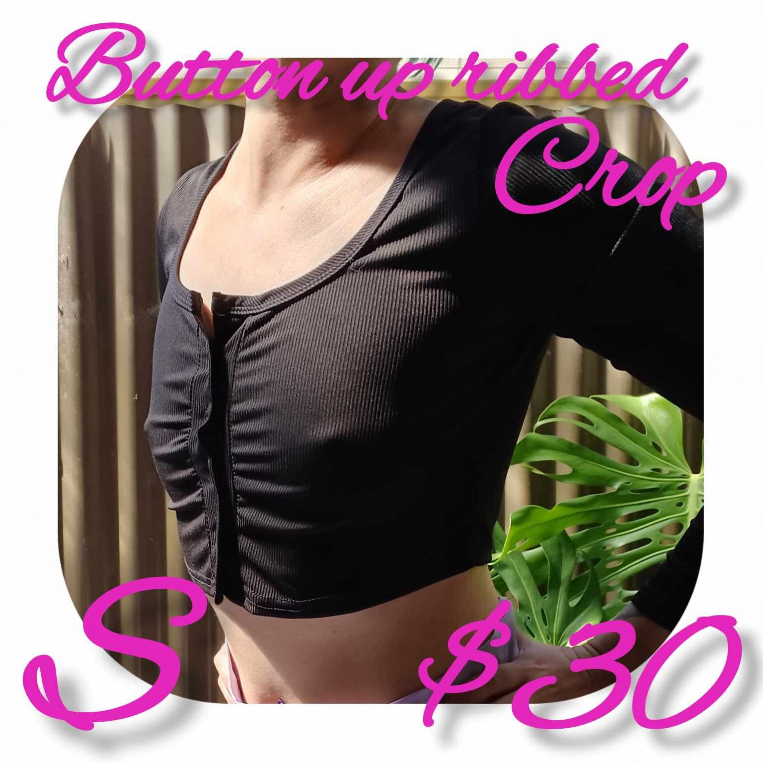 black button up crop top S