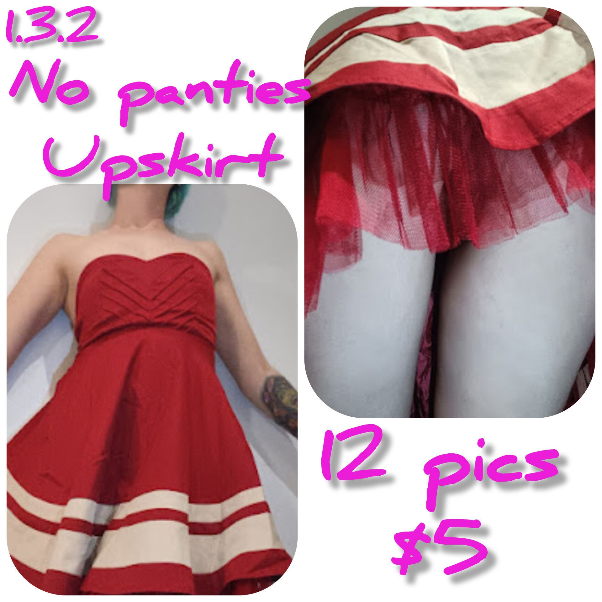 132 cute red tulle dress pussy show behind 12pics