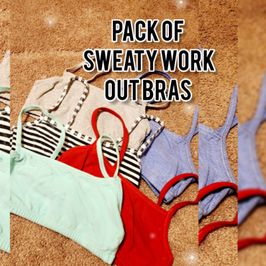 PACK OF SWEATY WORK OUT BRAS