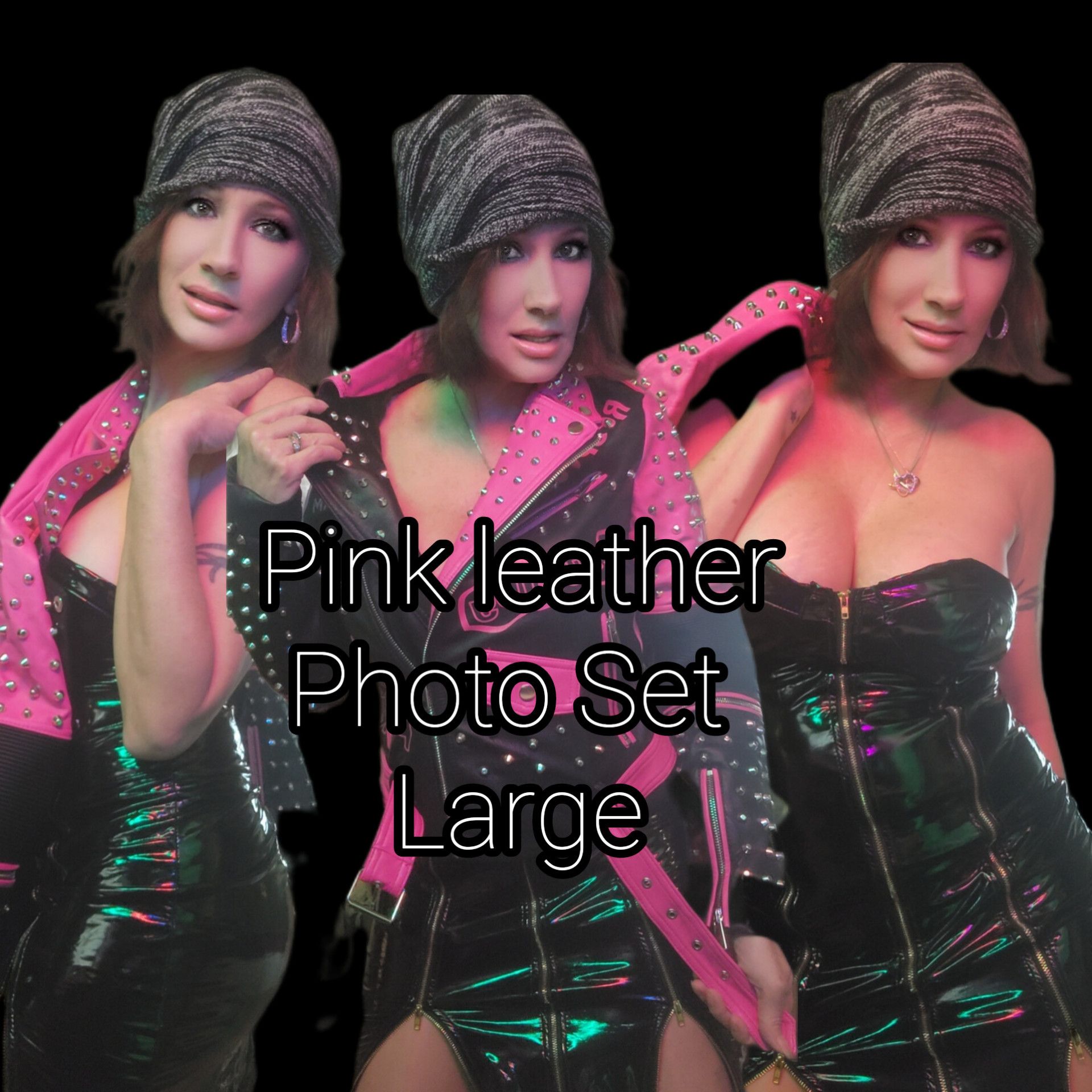 LARGE PINK LEATHER PHOTO SET