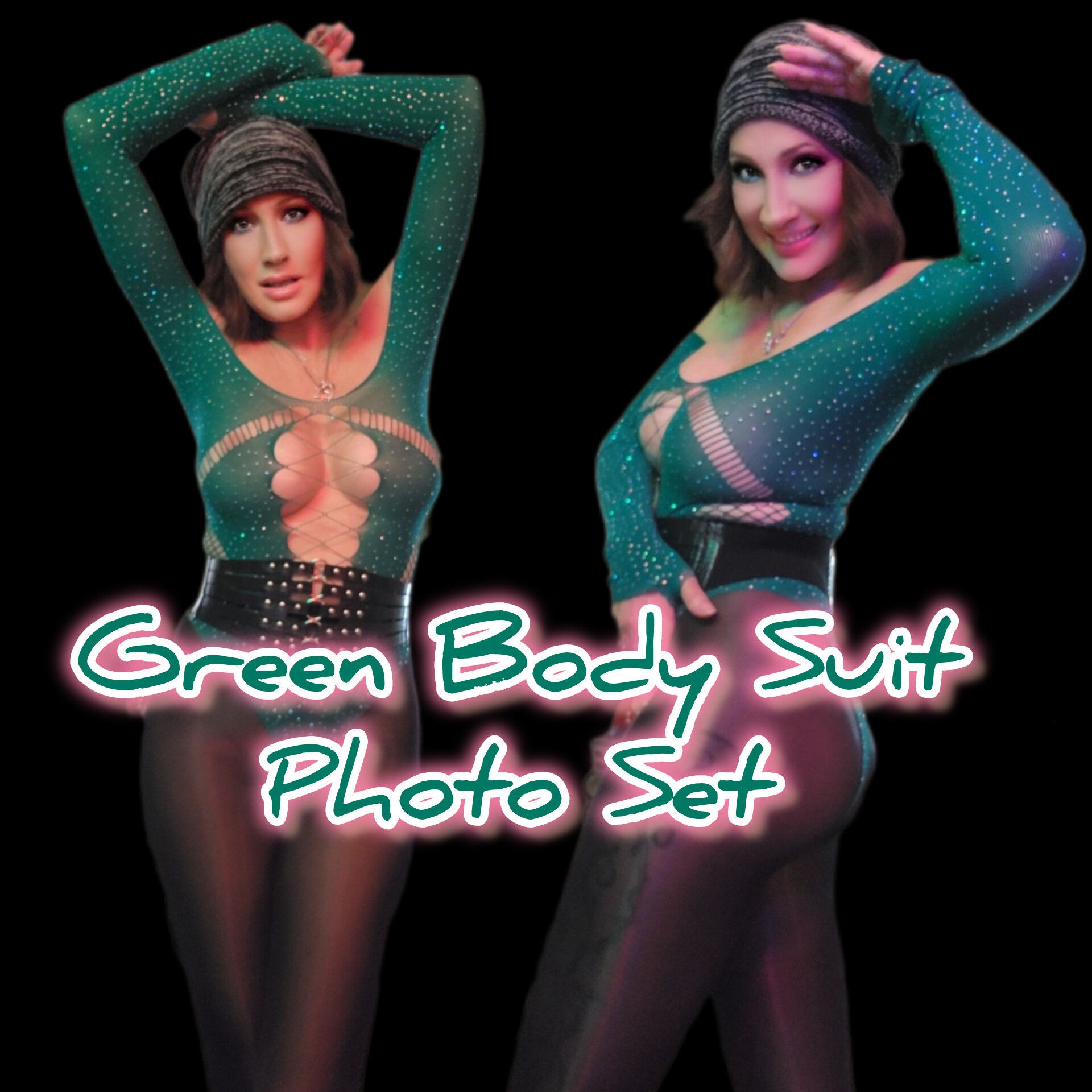 GREEN BODY SUIT PHOTO SET