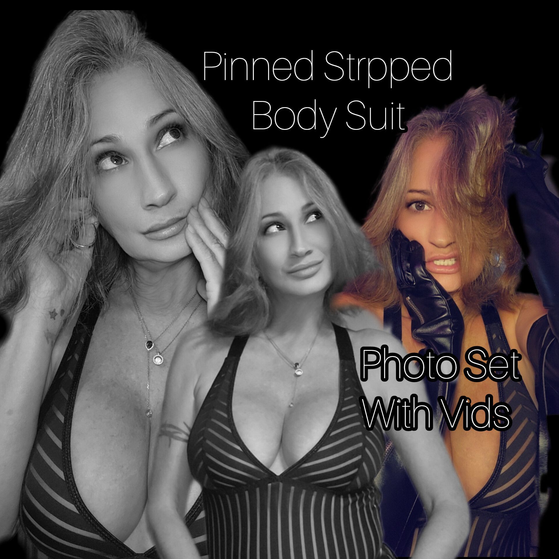 PIN STRIPPED BODY SUIT PHOTO SET