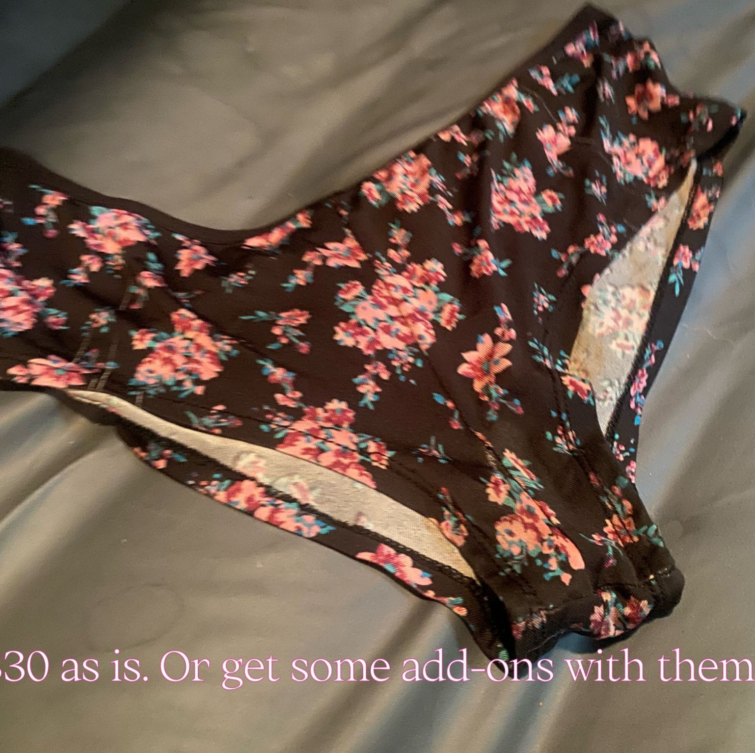 Black panties with pink flowers