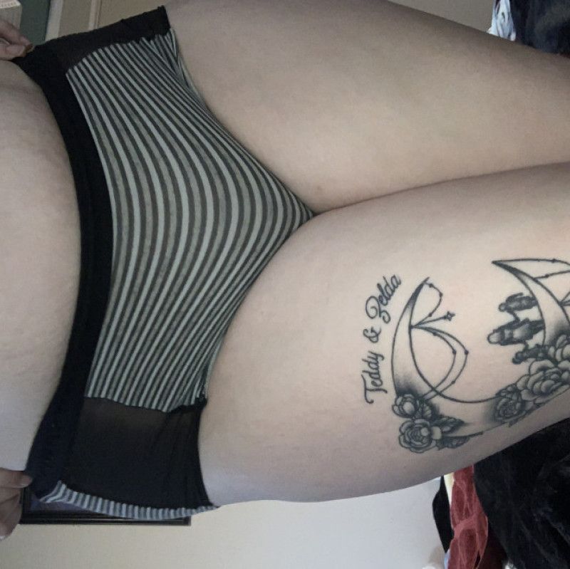 BlackWhite Striped VS Panties with Mesh