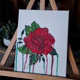 Dripping rose painting 8x10