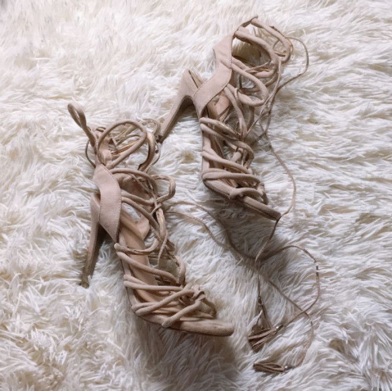 VERY WORN Nude Strappy Heels