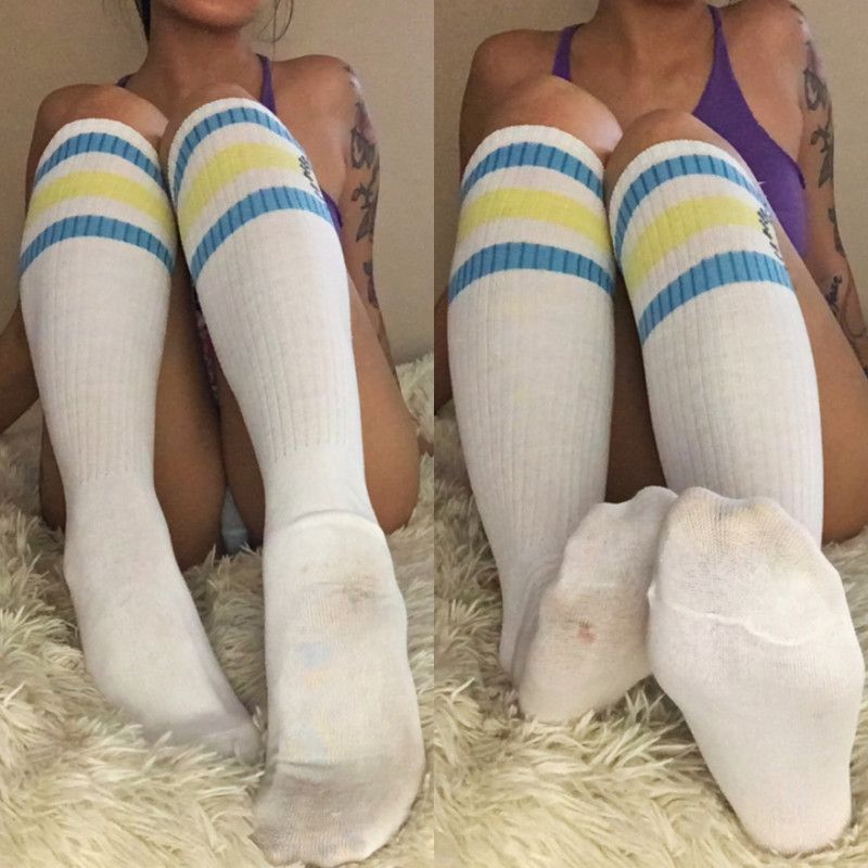 VS Blue Colorblock Knee High Socks