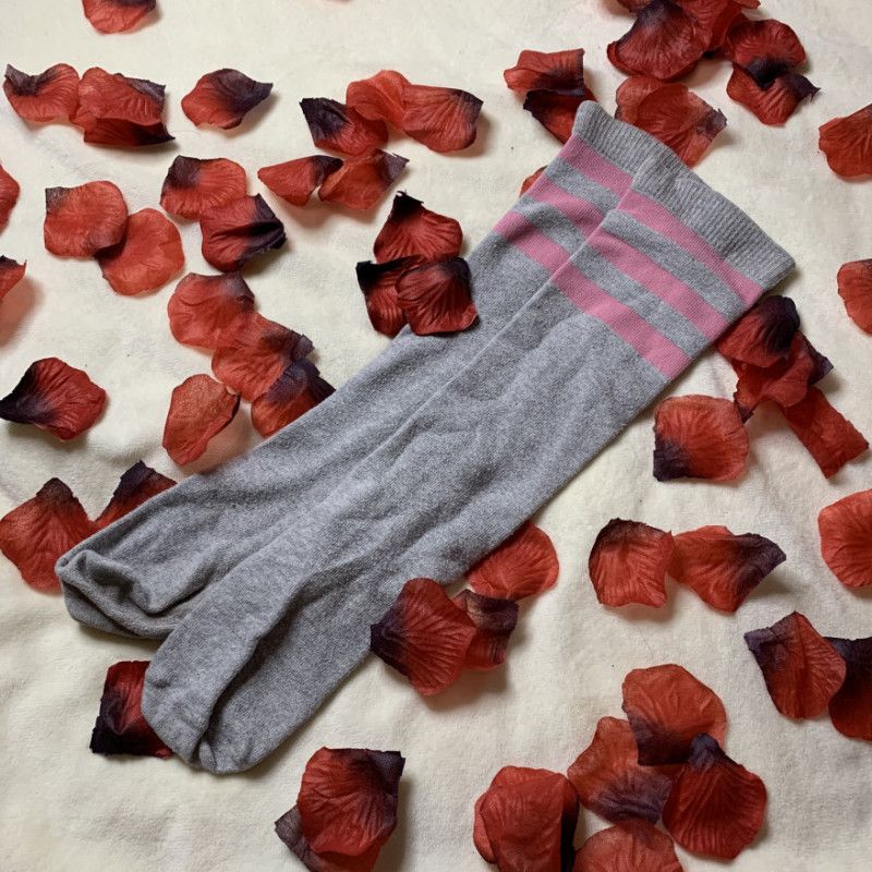 Gray and Pink Knee High Socks