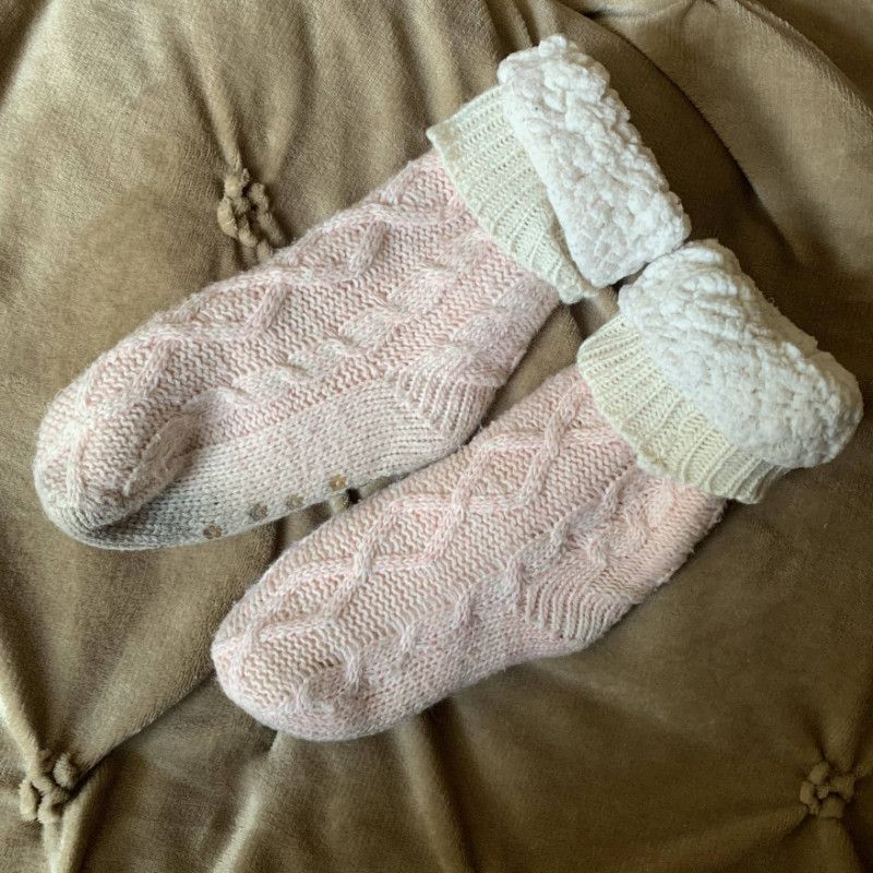 Pink Knit Slipper Socks