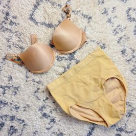 nude bra and high waist panty set