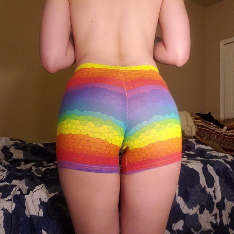 Rainbow Booty Workout Shorty Shorts WORN